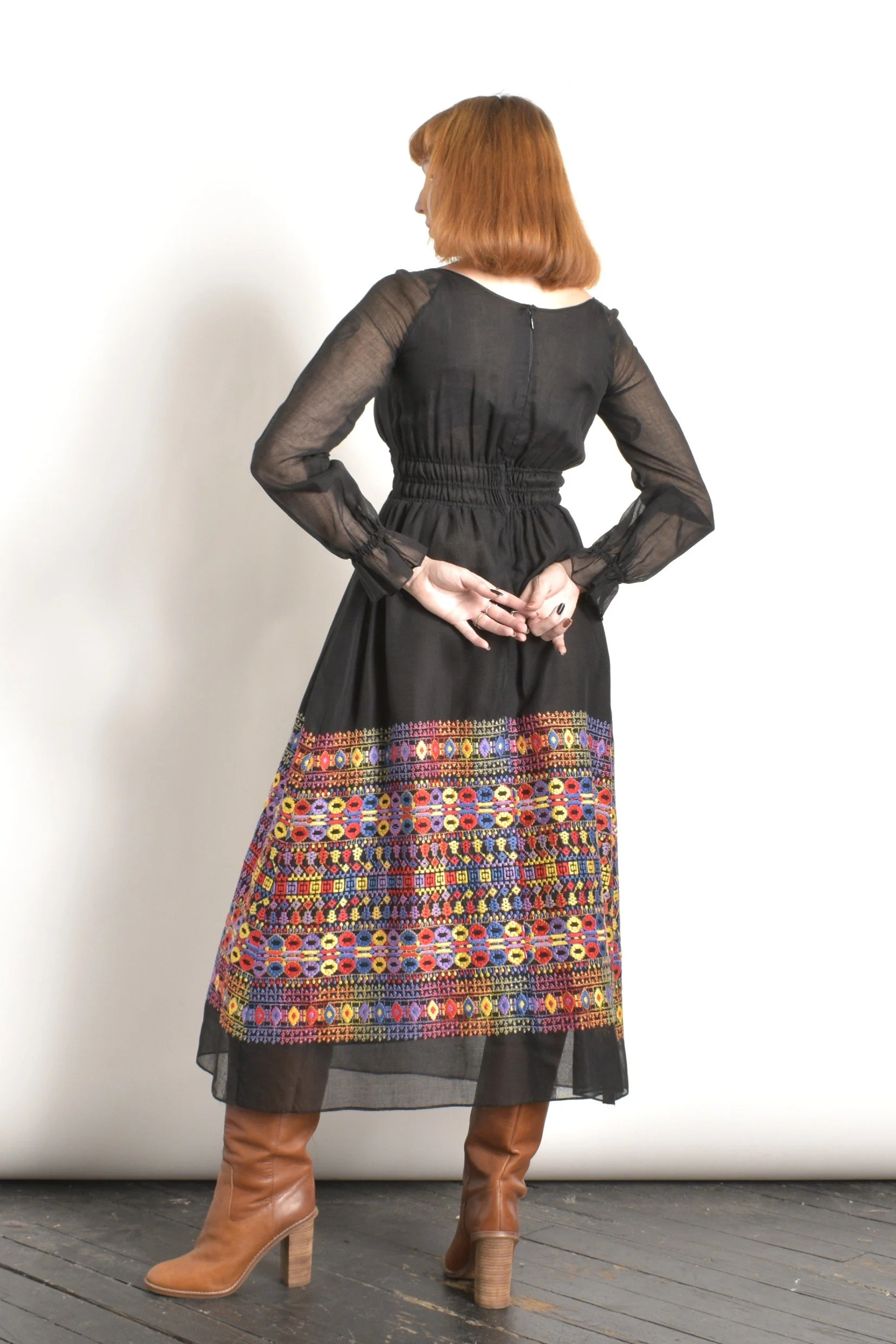 1970s Embroidered Maxi Dress-XS/S — La Poubelle Vintage